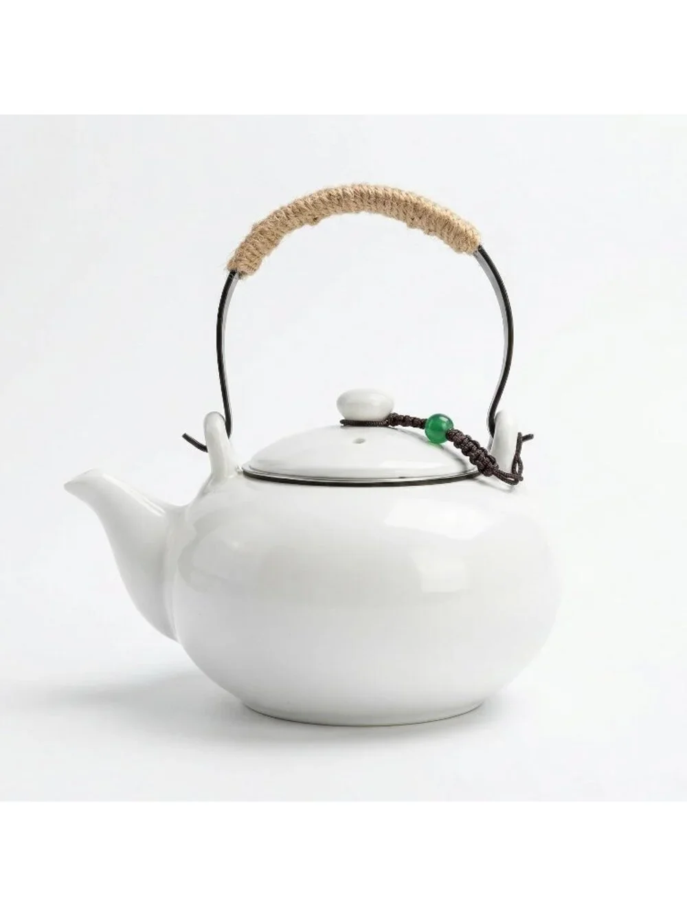 White Japanese Ceramic Kitchen Teapot with Infuser 25 OZ/750ml Stainless Filter